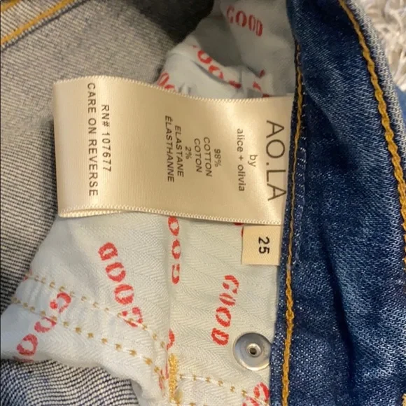 Alice + Olivia AO LA High Waisted rise button fly Ripped denim Skinny Jeans